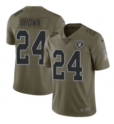 Youth Nike Oakland Raiders #24 Willie Brown Limited Olive 2017 Salute to Service NFL Jersey