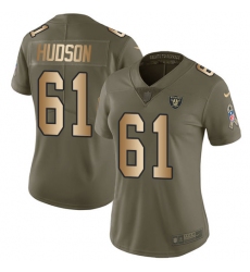 Women's Nike Oakland Raiders #61 Rodney Hudson Limited Olive/Gold 2017 Salute to Service NFL Jersey