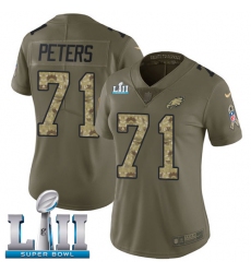 Women's Nike Philadelphia Eagles #71 Jason Peters Limited Olive/Camo 2017 Salute to Service Super Bowl LII NFL Jersey