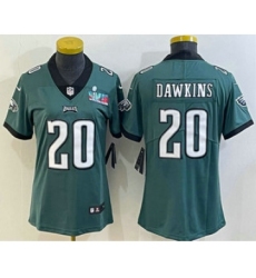 Women's Philadelphia Eagles #20 Brian Dawkins Limited Green Super Bowl LVII Vapor Jersey