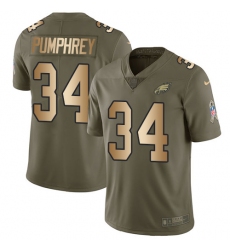 Men's Nike Philadelphia Eagles #34 Donnel Pumphrey Limited Olive/Gold 2017 Salute to Service NFL Jersey