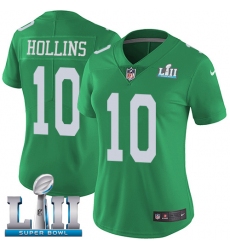 Women's Nike Philadelphia Eagles #10 Mack Hollins Limited Green Rush Vapor Untouchable Super Bowl LII NFL Jersey