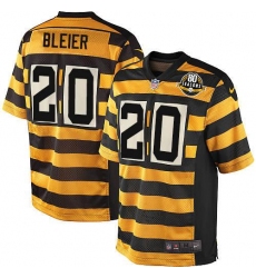 Men's Nike Pittsburgh Steelers #20 Rocky Bleier Limited Yellow/Black Alternate 80TH Anniversary Throwback NFL Jersey