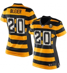 Women's Nike Pittsburgh Steelers #20 Rocky Bleier Limited Yellow/Black Alternate 80TH Anniversary Throwback NFL Jersey