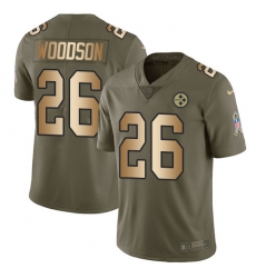 Men's Nike Pittsburgh Steelers #26 Rod Woodson Limited Olive/Gold 2017 Salute to Service NFL Jersey