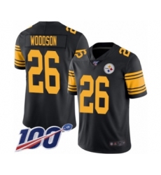 Men's Pittsburgh Steelers #26 Rod Woodson Limited Black Rush Vapor Untouchable 100th Season Football Jersey