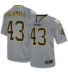 Men's Nike Pittsburgh Steelers #43 Troy Polamalu Elite Lights Out Grey NFL Jersey