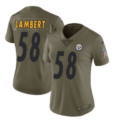 Women's Nike Pittsburgh Steelers #58 Jack Lambert Limited Olive 2017 Salute to Service NFL Jersey