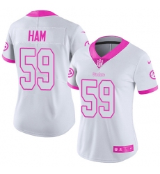Women's Nike Pittsburgh Steelers #59 Jack Ham Limited White/Pink Rush Fashion NFL Jersey