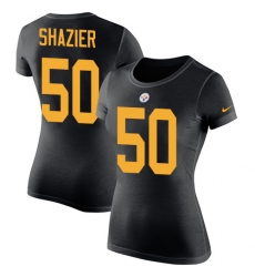 Women's Nike Pittsburgh Steelers #50 Ryan Shazier Black Rush Pride Name & Number T-Shirt
