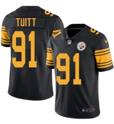 Youth Nike Pittsburgh Steelers #91 Stephon Tuitt Limited Black Rush Vapor Untouchable NFL Jersey