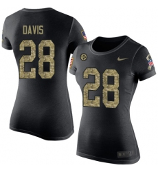 Women's Nike Pittsburgh Steelers #28 Sean Davis Black Camo Salute to Service T-Shirt