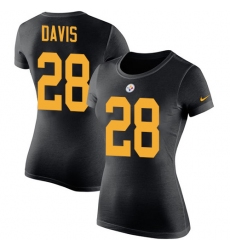 Women's Nike Pittsburgh Steelers #28 Sean Davis Black Rush Pride Name & Number T-Shirt