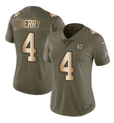 Women's Nike Pittsburgh Steelers #4 Jordan Berry Limited Olive/Gold 2017 Salute to Service NFL Jersey