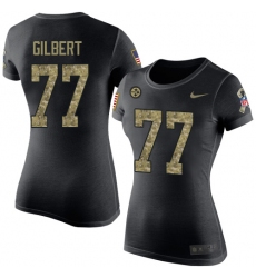 Women's Nike Pittsburgh Steelers #77 Marcus Gilbert Black Camo Salute to Service T-Shirt