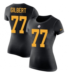Women's Nike Pittsburgh Steelers #77 Marcus Gilbert Black Rush Pride Name & Number T-Shirt