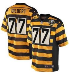 Youth Nike Pittsburgh Steelers #77 Marcus Gilbert Limited Yellow/Black Alternate 80TH Anniversary Throwback NFL Jersey