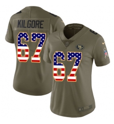 Women's Nike San Francisco 49ers #67 Daniel Kilgore Limited Olive/USA Flag 2017 Salute to Service NFL Jersey