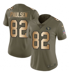 Women's Nike San Francisco 49ers #82 Logan Paulsen Limited Olive/Gold 2017 Salute to Service NFL Jersey