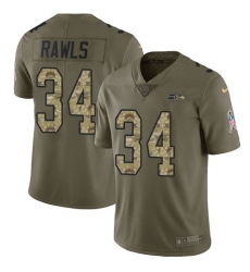 Men's Nike Seattle Seahawks #34 Thomas Rawls Limited Olive/Camo 2017 Salute to Service NFL Jersey
