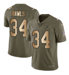 Men's Nike Seattle Seahawks #34 Thomas Rawls Limited Olive/Gold 2017 Salute to Service NFL Jersey