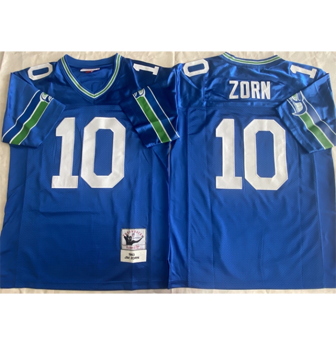 Men's Seattle Seahawks #10 Jim Zorn Royal Throwback Stitched Football Jersey