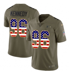 Men's Nike Seattle Seahawks #96 Cortez Kennedy Limited Olive/USA Flag 2017 Salute to Service NFL Jersey