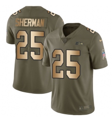 Men's Nike Seattle Seahawks #25 Richard Sherman Limited Olive/Gold 2017 Salute to Service NFL Jersey