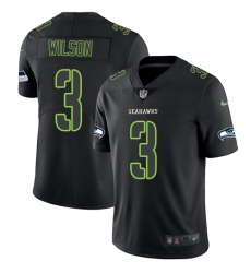 Men's Nike Seattle Seahawks #3 Russell Wilson Limited Black Rush Impact NFL Jersey