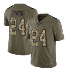 Men's Nike Seattle Seahawks #24 Marshawn Lynch Limited Olive/Camo 2017 Salute to Service NFL Jersey