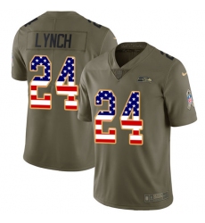 Men's Nike Seattle Seahawks #24 Marshawn Lynch Limited Olive/USA Flag 2017 Salute to Service NFL Jersey