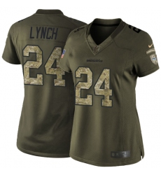 Women's Nike Seattle Seahawks #24 Marshawn Lynch Elite Green Salute to Service NFL Jersey