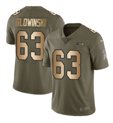 Youth Nike Seattle Seahawks #63 Mark Glowinski Limited Olive/Gold 2017 Salute to Service NFL Jersey