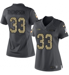 Women's Nike Seattle Seahawks #33 Tedric Thompson Limited Black 2016 Salute to Service NFL Jersey