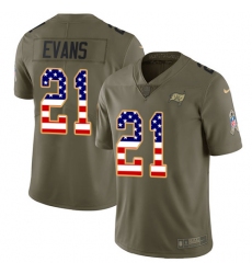 Men's Nike Tampa Bay Buccaneers #21 Justin Evans Limited Olive/USA Flag 2017 Salute to Service NFL Jersey
