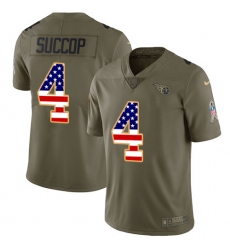 Men's Nike Tennessee Titans #4 Ryan Succop Limited Olive/USA Flag 2017 Salute to Service NFL Jersey
