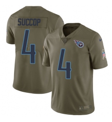Youth Nike Tennessee Titans #4 Ryan Succop Limited Olive 2017 Salute to Service NFL Jersey