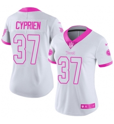 Women's Nike Tennessee Titans #37 Johnathan Cyprien Limited White/Pink Rush Fashion NFL Jersey