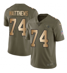 Youth Nike Tennessee Titans #74 Bruce Matthews Limited Olive/Gold 2017 Salute to Service NFL Jersey