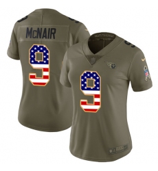 Women's Nike Tennessee Titans #9 Steve McNair Limited Olive/USA Flag 2017 Salute to Service NFL Jersey