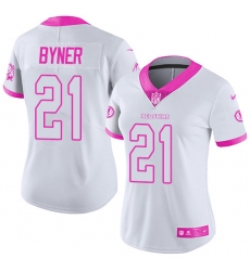 Women's Nike Washington Redskins #21 Earnest Byner Limited White/Pink Rush Fashion NFL Jersey