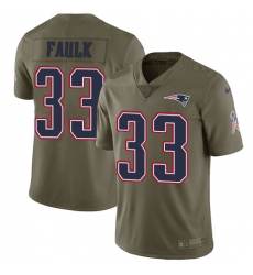 Men's Nike New England Patriots #33 Kevin Faulk Limited Olive 2017 Salute to Service NFL Jersey