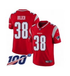 Youth New England Patriots #38 Brandon Bolden Limited Red Inverted Legend 100th Season Football Jersey