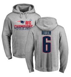Nike New England Patriots #6 Ryan Allen Heather Gray 2017 AFC Champions Pullover Hoodie