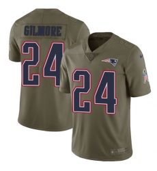 Youth Nike New England Patriots #24 Stephon Gilmore Limited Olive 2017 Salute to Service NFL Jersey