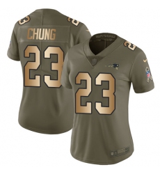 Women's Nike New England Patriots #23 Patrick Chung Limited Olive/Gold 2017 Salute to Service NFL Jersey