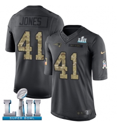 Men's Nike New England Patriots #41 Cyrus Jones Limited Black 2016 Salute to Service Super Bowl LII NFL Jersey