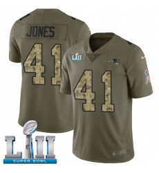 Men's Nike New England Patriots #41 Cyrus Jones Limited Olive/Camo 2017 Salute to Service Super Bowl LII NFL Jersey