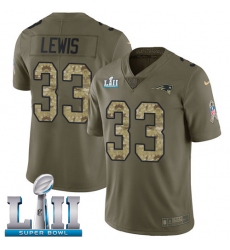 Men's Nike New England Patriots #33 Dion Lewis Limited Olive/Camo 2017 Salute to Service Super Bowl LII NFL Jersey