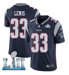 Men's Nike New England Patriots #33 Dion Lewis Navy Blue Team Color Vapor Untouchable Limited Player Super Bowl LII NFL Jersey